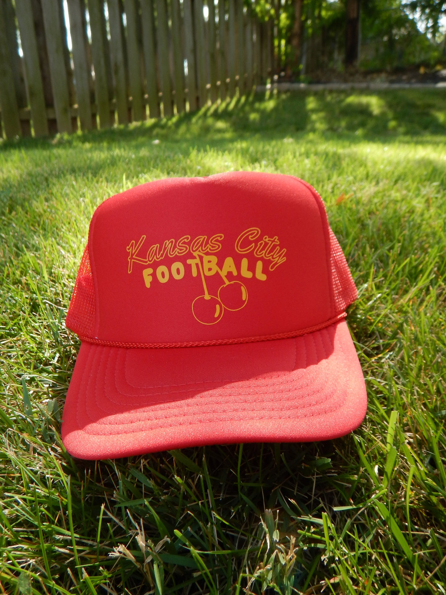 Kansas City Football Cherry Trucker Hat