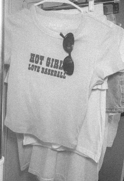 Hot Girls Love Baseball Cute Trendy Baseball T-Shirt