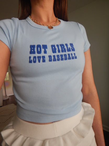 Hot Girls Love Baseball Cute Trendy Baseball T-Shirt