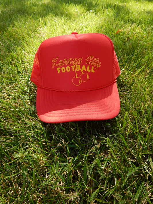 Kansas City Football Cherry Trucker Hat